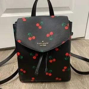 Kate Spade Lizzie Tossed Cherry Printed Medium Flap Backpack K6390 Black Multi kate spade | Bags | Kate Spade Lizzie Tossed Cherry Printed  main image 2